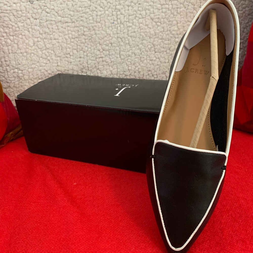 NIB J.Crew Leather Edie Loafers with Piping